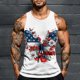 thumbnail image 1 of Camiseta sin mangas de cuello redondo para hombre, con estampado del Día de la Independencia, cuello redondo, estilo informal, deportiva, para hombre, 1 of 5