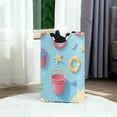 thumbnail image 6 of Yayeee Freestanding Laundry Hamper with Handle Collapsible Large Storage Basket for Clothes, Pink Beach Toys Pattern, 6 of 7