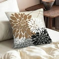 thumbnail image 3 of Brown Black and Grey Dahlia Floral Pillow Covers 20x20 Set of 2 Coffee White Outdoor Modern Geometry Flower Throw Pillows Cover Summer Farmhouse Linen Decorative Pillowcase for Couch Bed Decor, 3 of 6