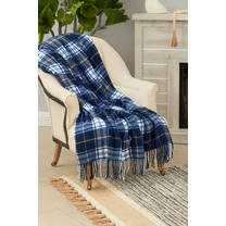 Fennco Styles Cozy Plaid Design Throw Blanket with Tassels - 50" W x 60" L