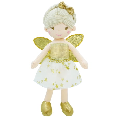Lullaberry 12” Enchanted Fairy Doll Joyce - Plush Stuffed Soft Doll Girl Gift - Gold Outfit and Wings