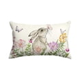 thumbnail image 3 of Yhmxh Easter Bunny Throw Pillow Cover, 12 x 20 Inch Cute Rabbit Rectangle Linen Cushion Case, Wildflowers Throw Pillow Case Decoration, Holiday Farmhouse Decoration for Bed Sofa Couch, 3 of 7