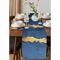 thumbnail image 2 of Luxury Navy Blue Burlap Cotton Table Runner 13x60 Inches Long, Golden Contemporary Abstract Farmhouse Table Runners, Outdoor Dining Tablecloths Decor for Baby Shower/Party/Wedding, 2 of 6