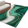 thumbnail image 2 of Area Rug for Living Room, Teal Marble Non-Slip Indoor Large Carpet for Bedroom/Dining Room, Modern Ombre Gold White Abstract Fluid Art Washable Low-Profile Floor Mat Runner Rugs - 2.7 x 5 Ft, 2 of 7