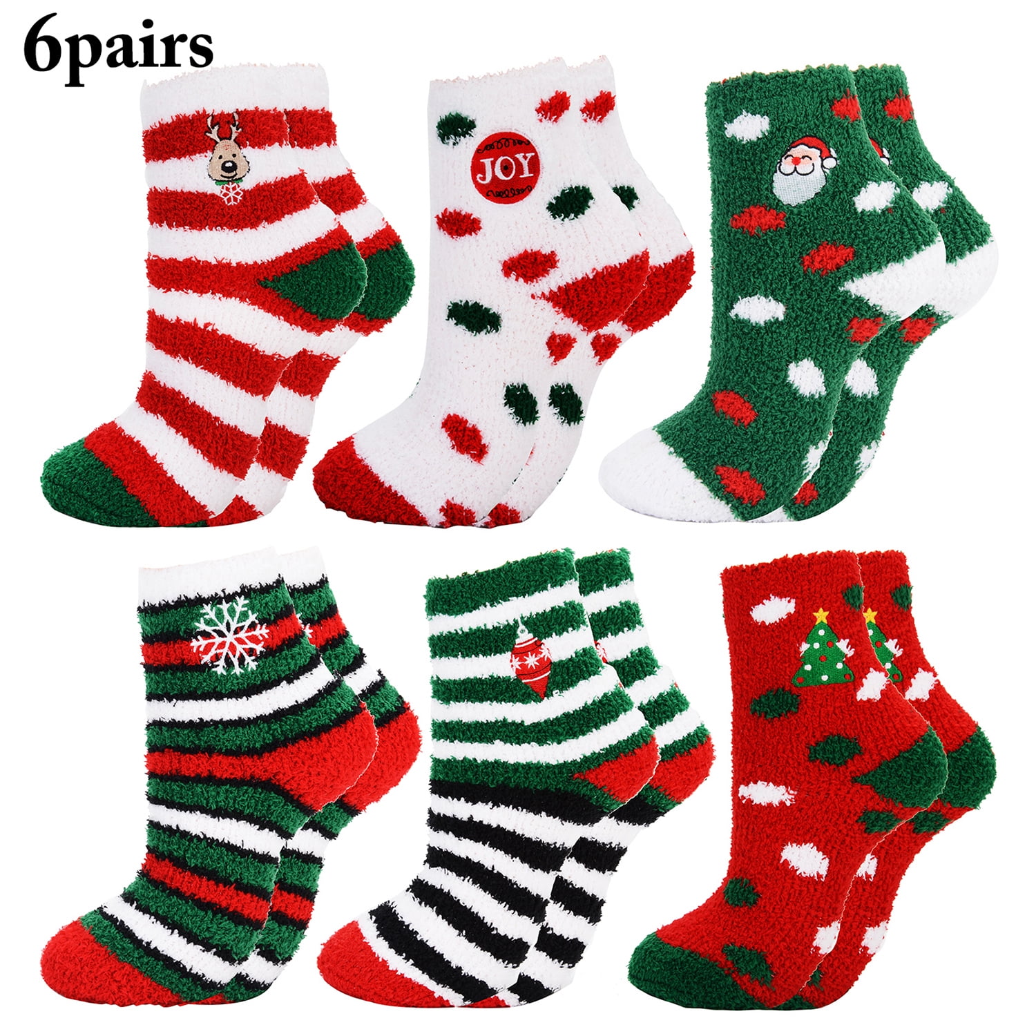 4 Pairs Ladies Soft Fluffy Cosy Bed Socks Santa Warm Christmas Gift Casual S4-7 