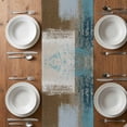 thumbnail image 6 of Teal Blue Table Runner - 120 Inch Long, Kitchen Dining Table Runner Dresser Scarves, Brown White Minimalist Retro Smear Ombre Art Farmhouse Decor for Coffee Tables Wedding Party Banquet, 6 of 8
