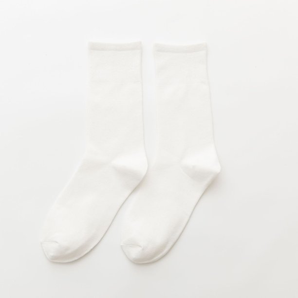 Calcetines de mujer de primavera y verano de color liso de algodón para mujer, calcetines de longitud media, calcetines de algodón apilados, calcetines de otoño e invierno planos y sencillos