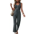 thumbnail image 3 of Womens Jumpsuits Dressy Summer Sleeveless U-Neck Casual Wide Leg Long Pants Rompers 2025 Dark gray M, 3 of 9