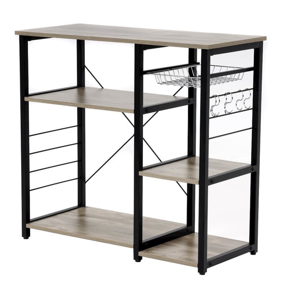 OS Home and Office Furniture 35.5" Contemporary Wood Kitchen Island in Sewn Oak