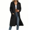 thumbnail image 4 of Fewfanhot Women Fall Clothes Classic Coat Lapel Collar Open Front Belted Long Jacket, 4 of 6