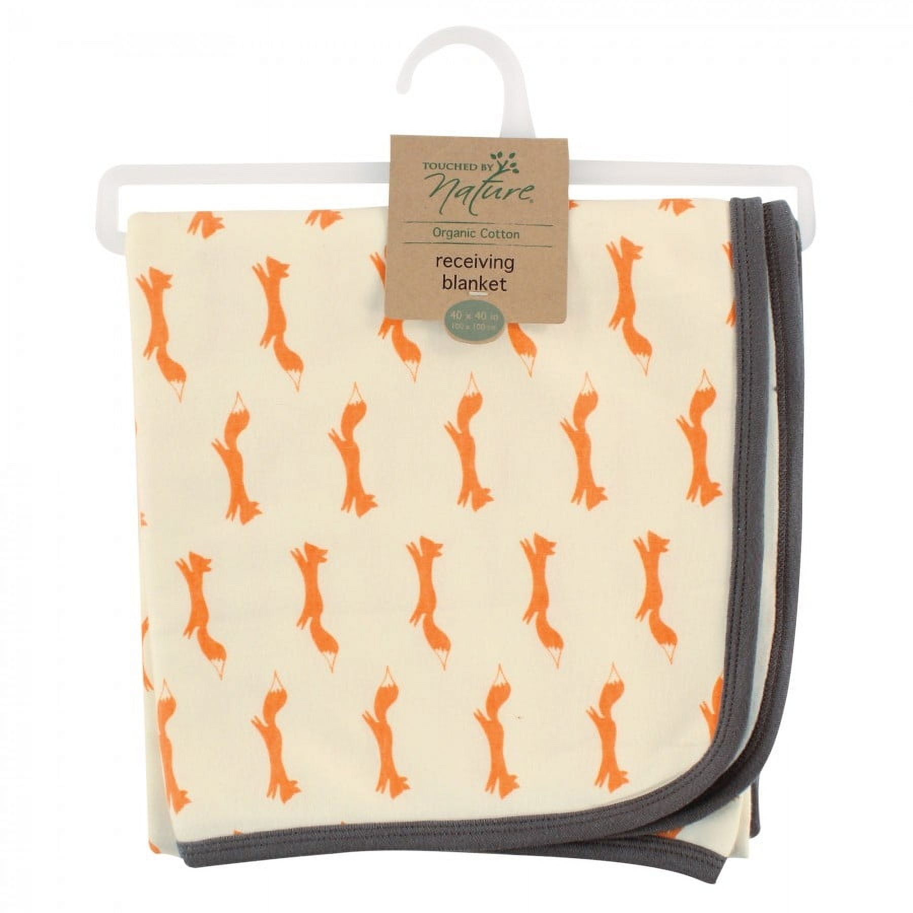 Touched by Nature Baby Boy Organic Cotton Swaddle Receiving and Multi purpose Blanket Fox One Size