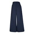 thumbnail image 6 of SYMOID Womens Blue High-Waisted Wide-Leg Stretchy Cotton Pants - - Comfortable with Front Pockets, Versatile for Daily & Office Wear,Size 2XL, 6 of 8