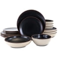thumbnail image 3 of Gibson Elite Contempo Classic 16 Piece Round Terracotta Dinnerware Set in Black, 3 of 8