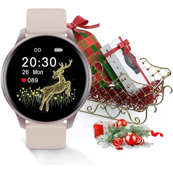 Android Smart Watches for Men& Women, Smart Watch for iPhone Compatible Samsung, IBAOLEA Fitness Phone Watch for Heart Rate Monitor, Step Sleep Tracker, Running Watch with 1.28\\u201d Round Face Pink
