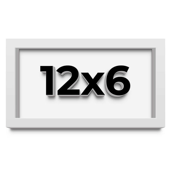 12x6 Shadow Box Frame White | 1 Inches Deep Real Wood Contemporary Shadowbox Display Frame | UV