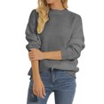 thumbnail image 1 of Gibobby SuéTer Para Mujeres De Moda Mujer 2024 invierno otoño sólido cuello cuello globo manga larga suéteres pulóver ropa de abrigo(Gris,CH), 1 of 5