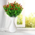 thumbnail image 3 of 2 piezas de flores artificiales de eucalipto, ramo de plantas verdes, flores de eucalipto falsas resistentes a los rayos UV (rojo) BR Rojo Verde, 3 of 5
