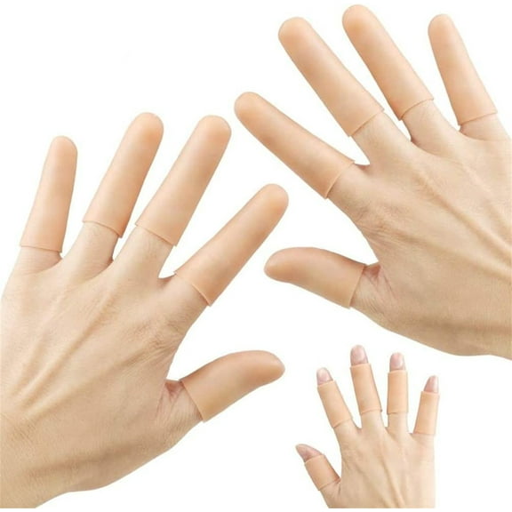 Caeswin Gel Finger Support Protector Gloves, Gel Finger Cots/Covers - One size Silicone Fingertips for Hands Cracking, Eczema Skin (20pcs)