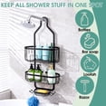 thumbnail image 6 of Hanging Shower Caddy Over ShowerHead, 3 Tier Rustproof Shower Shelves Organizer with Hooks & Soap Holder, Anti-Swing Bathroom Shower Organizer, Black Shower Caddy Hanging, 6 of 6