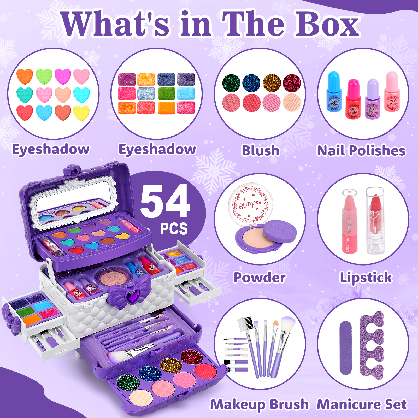 Sendida Kids Makeup Kit 54-Piece Princess Set Purple photo 3