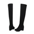 thumbnail image 6 of YLYL Women Wedge Heel Over the Knee Boots Mid Heel Boots Round Toe Slip on Stretch Boots, 6 of 7
