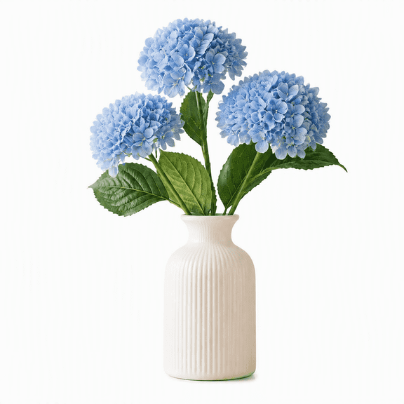 3Pcs Blue Artificial Hydrangea Flowers, Real Touch Soft Latex Faux Floral Stems, 19.7" Large Bouquet for Home Wedding Decor.