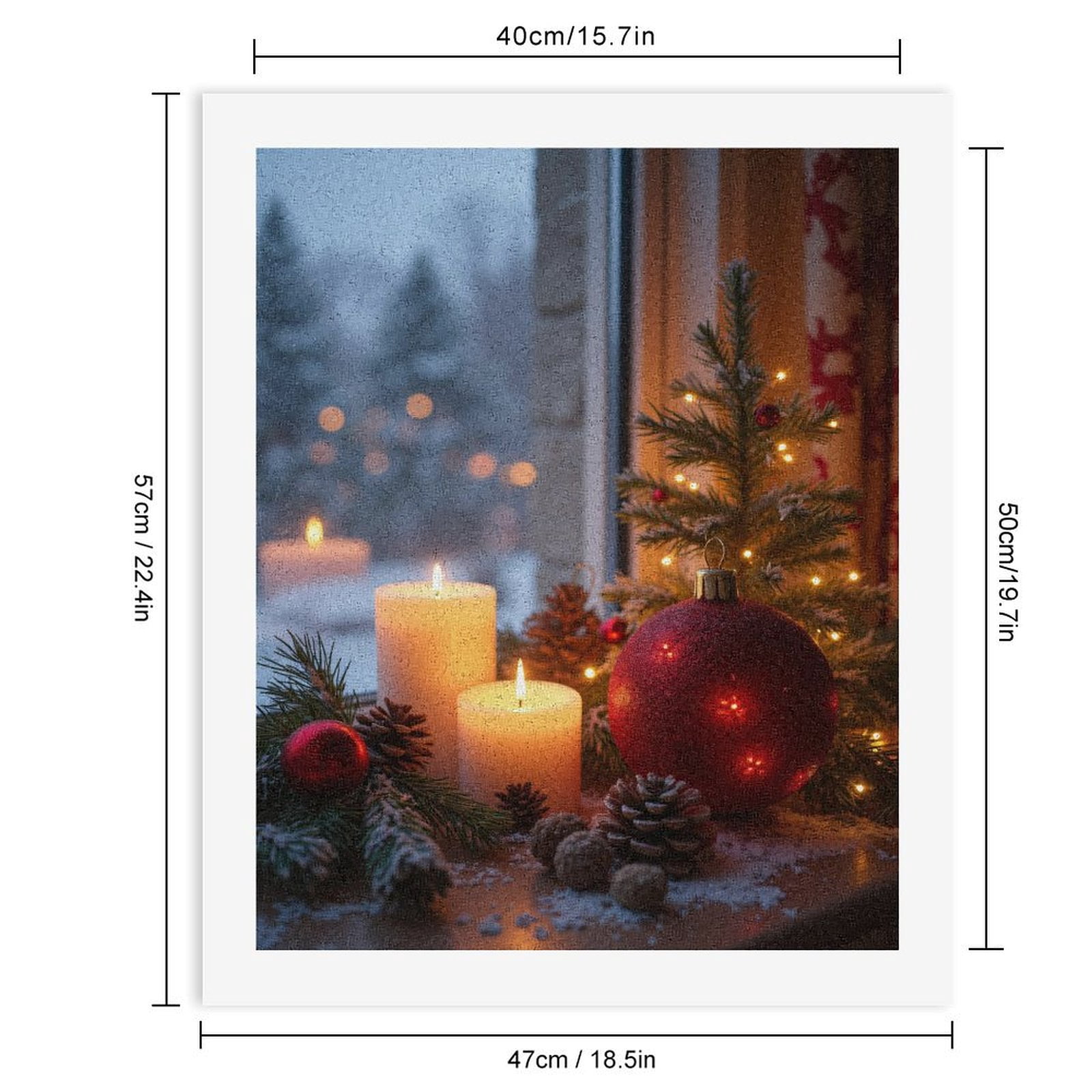 Paint By Numbers Kit for Adults Beginner - DIY Winter Holiday Candle Pinecones Decor Canvas Painting Kits for Adults, Frameless Paint By Number for Adults for Home Wall Decor 16x20 Inch