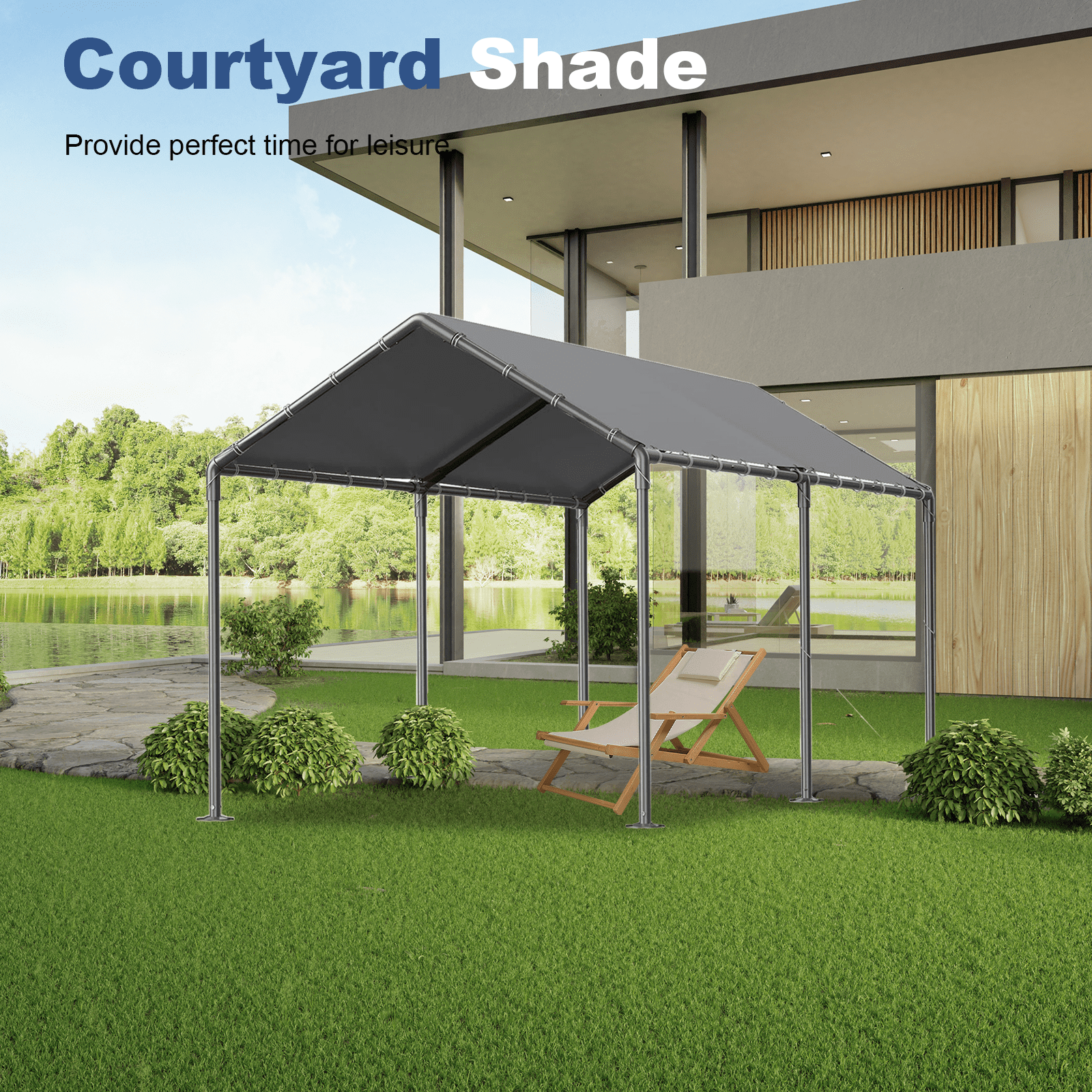 Grezone Carport L20 x W10 x H9.2 Ft Heavy Duty Portable Garage Car Tent All Season UV Resistant Canopy
