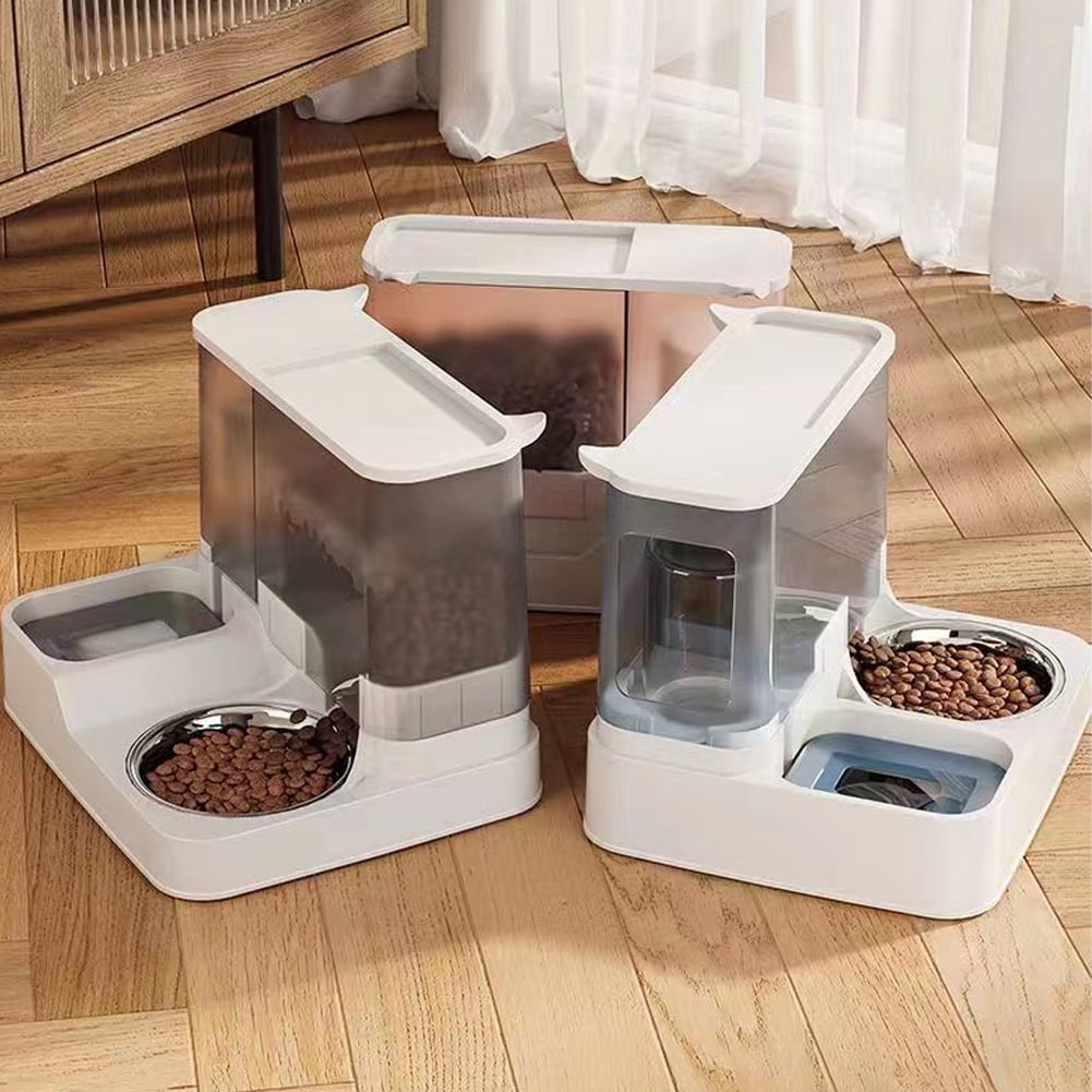 KYAIGUO Automatic Cat Feeder Dog Bowls/Dog Food Container Large Capacity Pet Dry Food & Water Dispenser Sets for Small Medium Sized Dog Pets