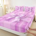 thumbnail image 3 of Manfei Kids Children Cartoon Ribbon Bow-Tie Twin Sheet Sets 3pcs,Love Heart Print Twin Fitted Sheet Microfiber,Geometric Stripes Breathable Flat Sheet,Breathable Home Decor, 3 of 7