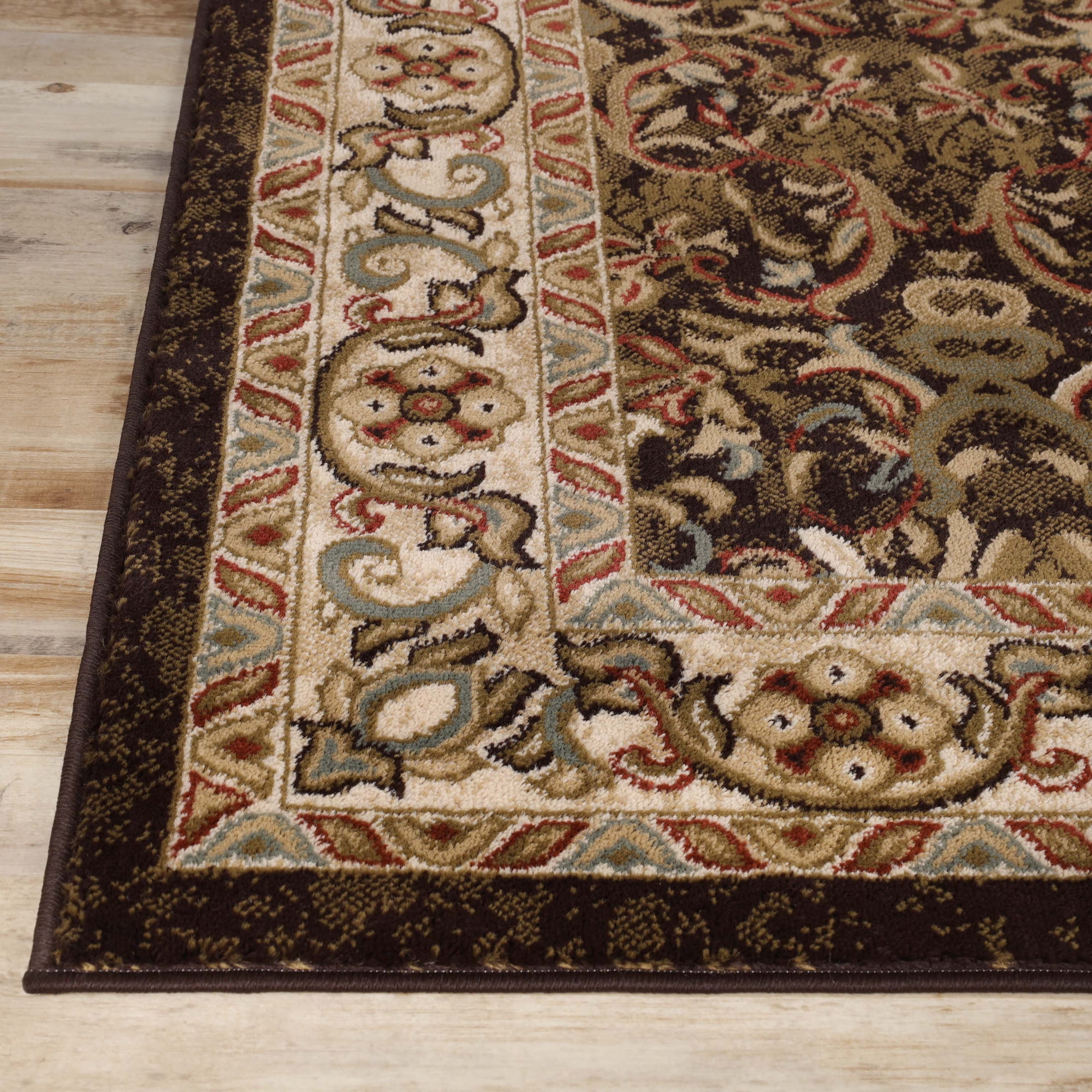 BNM Floral Scroll Vines Indoor Area Rug, 8' x 10', Mocha