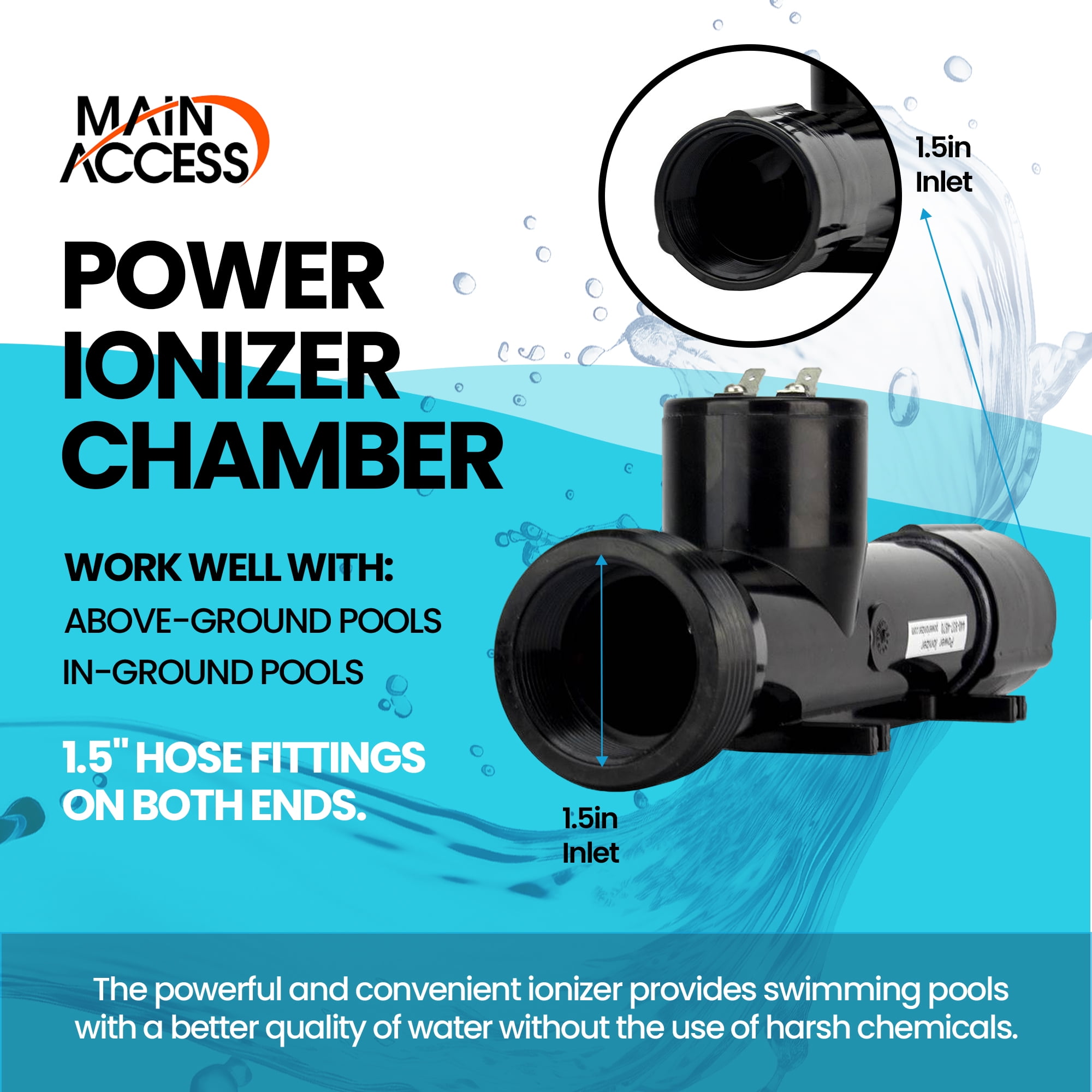 Main Access Replacement Chamber for Power Ionizer Pool Treatment