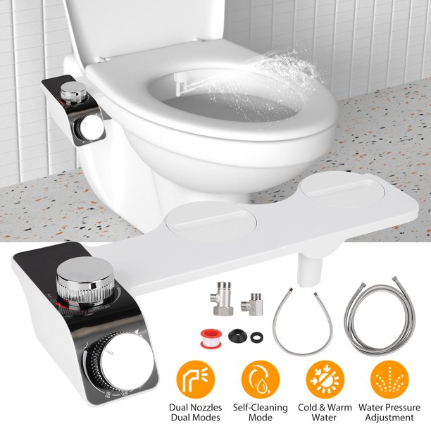 Bidet Attachment for Toilet, iMounTEK Self Cleaning Dual Nozzle Non