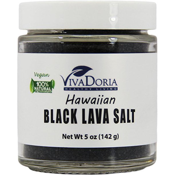 Hawaiian Black Lava Salt (Fine Grain) Black Sea Salt (5 oz glass jar