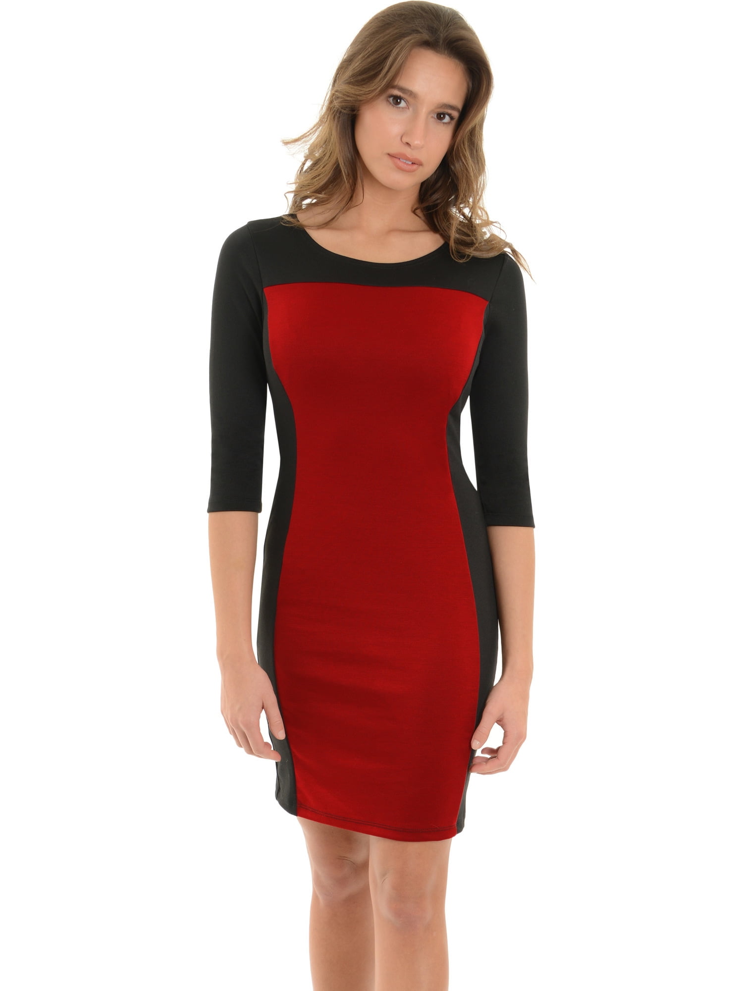red and black color block dress