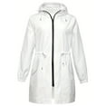 thumbnail image 4 of Fshiont Rain Jacket Women Striped Lined Hooded Lightweight Raincoat Outdoor Waterproof Windbreaker White L, 4 of 4