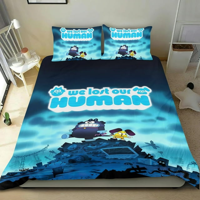 Perdimos a Nuestro Humano Conjunto de sábanas temático, trío de piezas, cómodo y amigable con la piel, diseño único, regalo de decoración para el hogar para familiares, amigos y fans,140cm *210cm