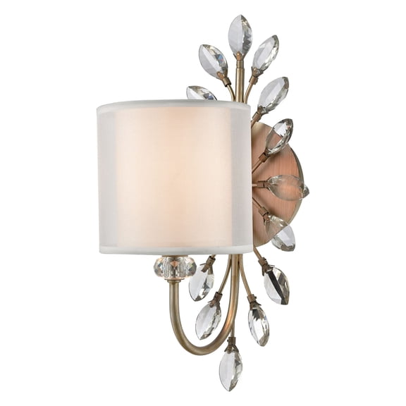 Elk Home Asbury 6" 1-Light Glass/Fabric Vanity Light in Aged Silver/White