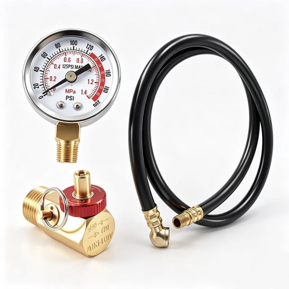Vruelia Air Tank Repair Kit W/Safety Valve, Pressure Gauge and 4 Feet Hose Assembly for Portable Carry
