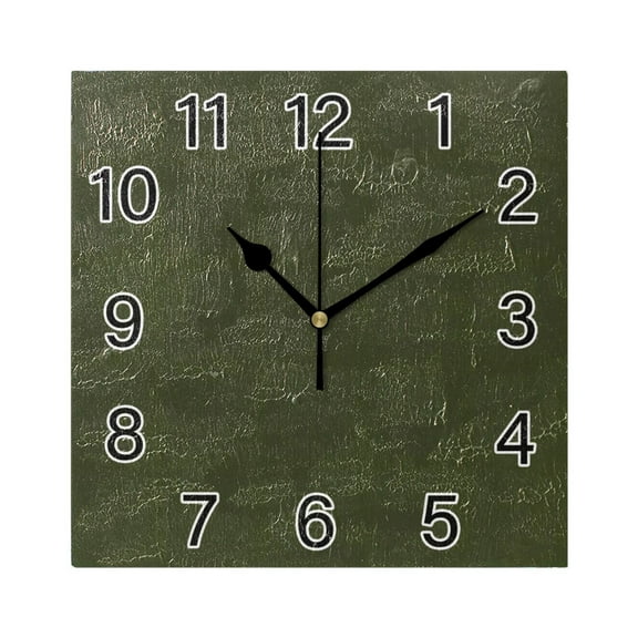 Ryvnso Olive Green Solid Wall Clock Square Silent Non-Ticking Battery Operated 7.78"