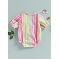thumbnail image 4 of Bagilaanoe Newborn Baby Girl Rompers Rainbow Striped Print Short Sleeve Bodysuit 3M 6M 12M 18M Infant Summer One Piece Jumpsuit, 4 of 8