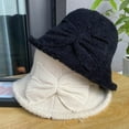 thumbnail image 3 of CoCopeaunts Women Girls Bucket Hat Winter Bowknot Bucket Cap Foldable Cloche Party Daily Costume Accessory Warm Soft Cloche Cap, 3 of 8