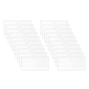 Uxcell 30 Pcs Self Adhesive Index Card Pockets with Top Open for Loading, 2 x 3.9 Inch PVC Clear Index Card Label Holder Photo Sleeves for Office Home Library Card Storage Bin