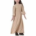 thumbnail image 3 of Zwiiyzr (8-17 Years) Kids Girls Muslim Dresses Long Sleeve Round Neck Color Block Dress Khaki, 3 of 7