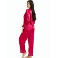 thumbnail image 4 of LONXU Women's Satin Pajamas Long Sleeve With Long Pajama Pant Set Silk Soft Lounge Sets Button Down sleepwear 2 Piece Pjs Set Nightwear Set XS-XXXL, 4 of 7
