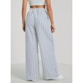 thumbnail image 5 of Women'S Striped Wide Leg Lounge Pants Knot Front High Waisted Baggy Pants Trousers Streetwear Blue XXL, 5 of 8