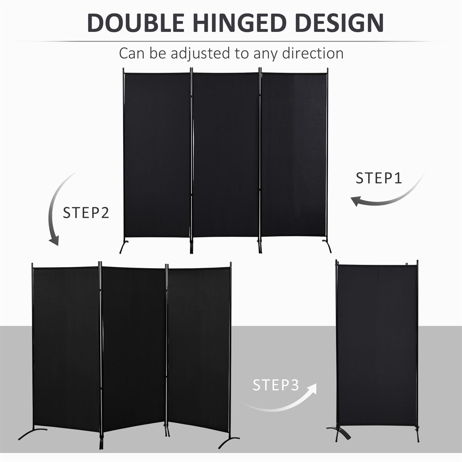 Demi Bonn 6ft Room Divider Screen, Privacy Panel for Home Office Decor, 3-Panel Design for Indoor Use, Space Separation, Black
