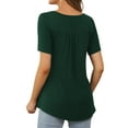 thumbnail image 5 of a.Jesdani Womens Tops Plus Size Short Sleeve Dark Green Shirts Lace Pleated Tunic Tops 3XL, 5 of 8