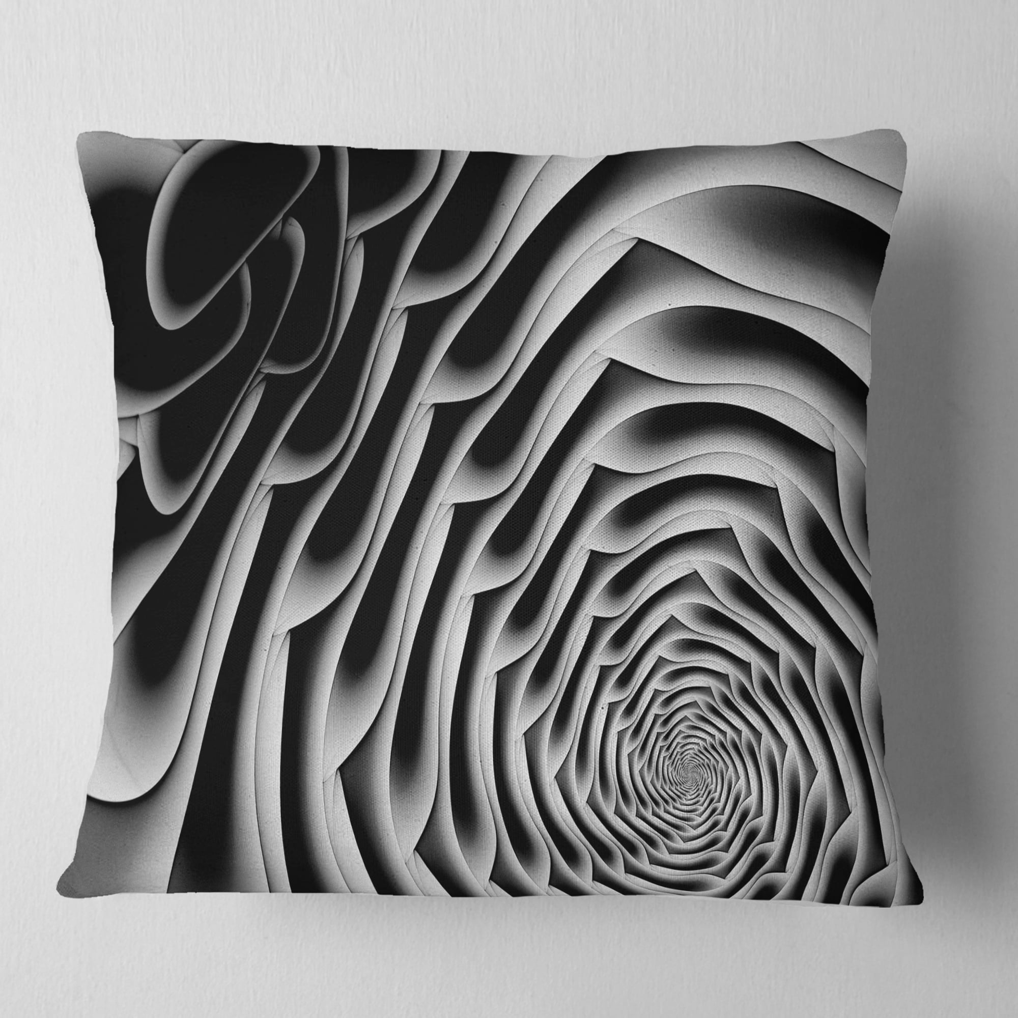 Designart White Flower Shaped Fractal Art - Abstract Throw Pillow - 18x18