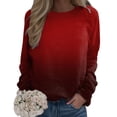 thumbnail image 3 of Tthxqing Women Gradient Printed Sweatshirts Trendy Graphic Crew Neck Pullovers Causal Fall Drop Shoulder Long Sleeve Tops Tshirts L, 3 of 5